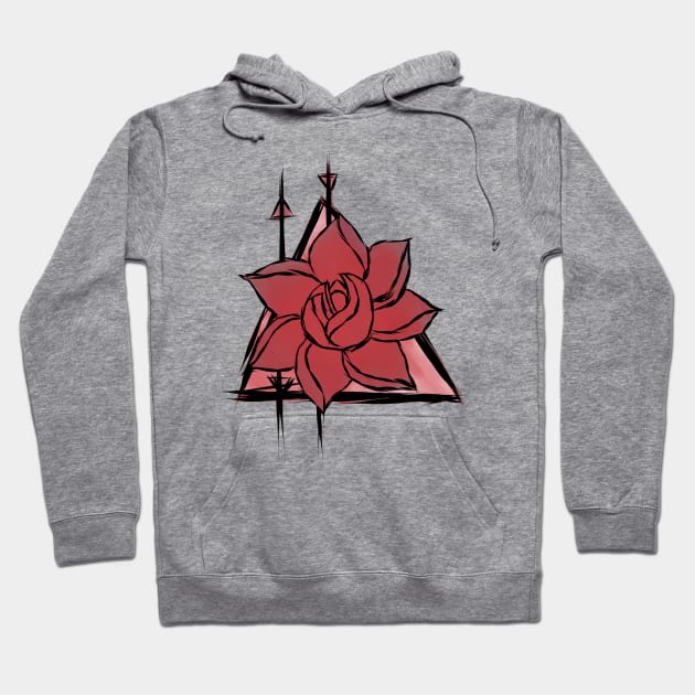 Red Flower Triangle Design Hoodie by nochi